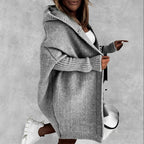 Ins Knitted Hooded Cardigan Fashion Loose Solid Color Batwing Sleeve Sweater Autumn And Winter Women's Clothing