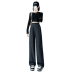 Loose Ice Silk Drape Wide-leg Straight Trousers