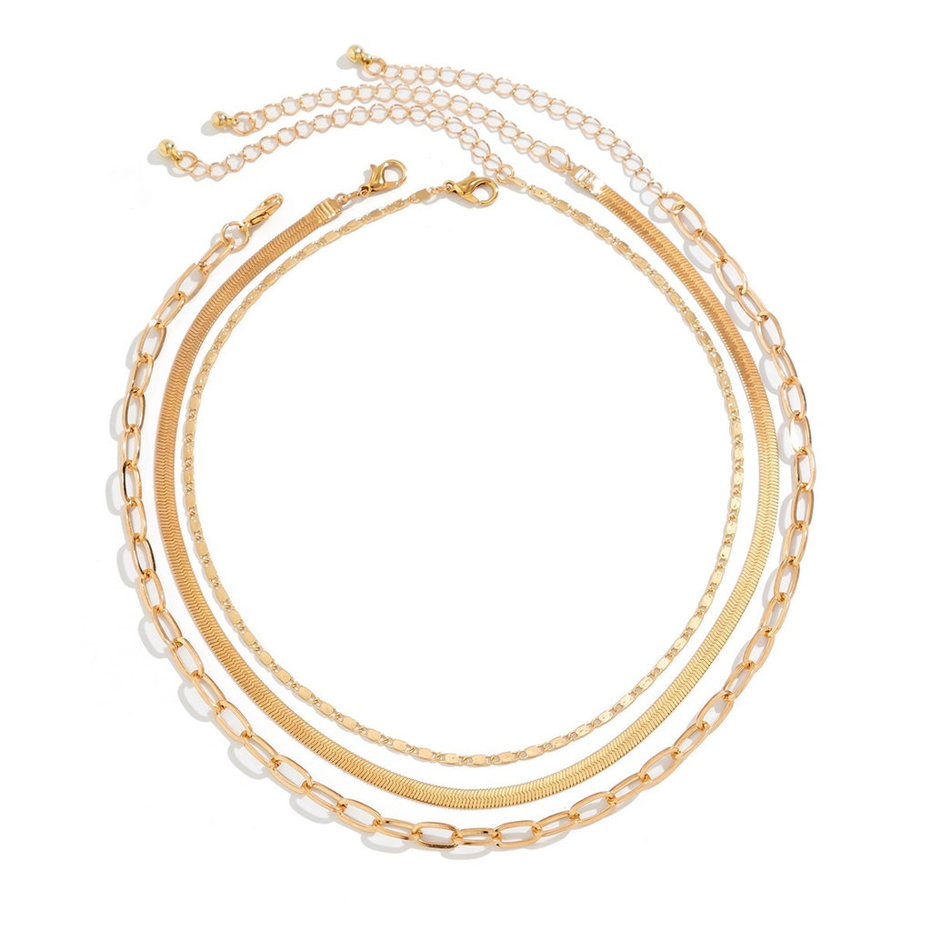 Snake Bone Chain Contrast Color Necklace Women's Versatile Diamond