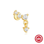 S925 Sterling Silver Moon Diamond Embedded Star Ear Rings