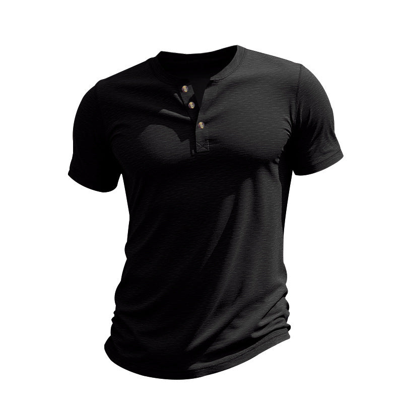 Muscle Bamboo Retro Henley Shirt Short Sleeve