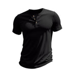 Muscle Bamboo Retro Henley Shirt Short Sleeve