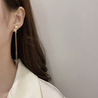 Women's Korean Style Long Tassel Drop Earrings Elegant Lightweight Statement Gold Plated Fashion Jewelry Wholesale