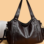 Retro Solid Color Simple Textured One-shoulder Bag Large Capacity Women