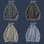 Loose Fashion Personality Men's Retro Plaid Coat