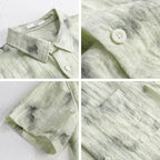 Summer Cool Linen Printed Simple Short Sleeve Shirt