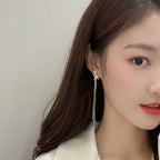 Women's Korean Style Long Tassel Drop Earrings Elegant Lightweight Statement Gold Plated Fashion Jewelry Wholesale