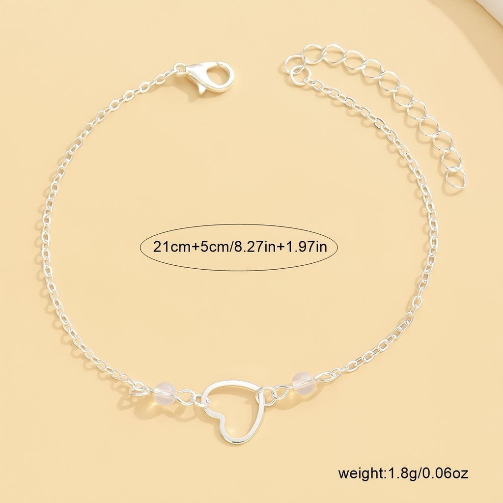 Fashion Simple Style Anklet Heart-shaped Pendant Adjustable