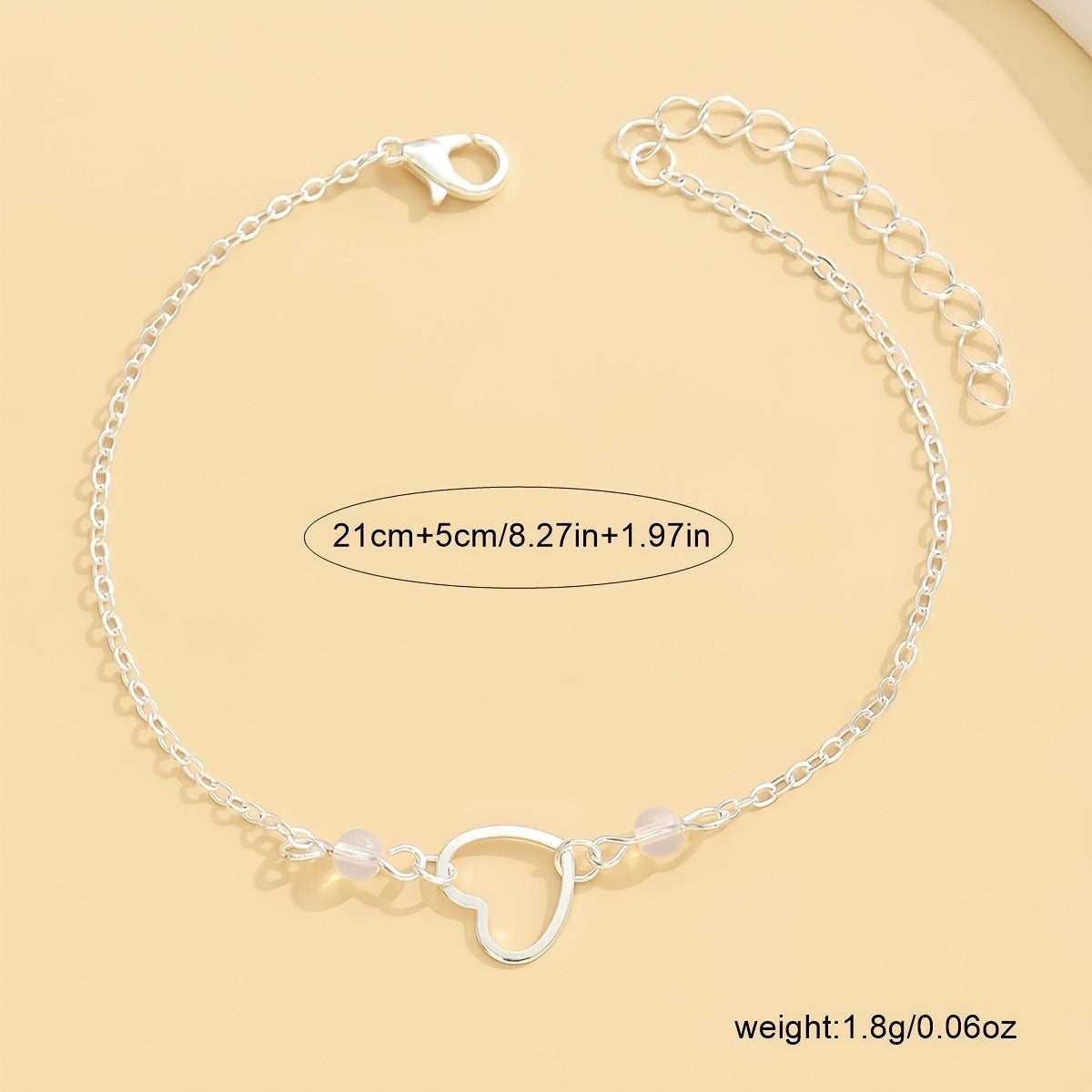 Fashion Simple Style Anklet Heart-shaped Pendant Adjustable