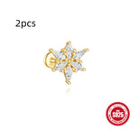 S925 Sterling Silver Water Drop Earrings Flat Spiral Puncture