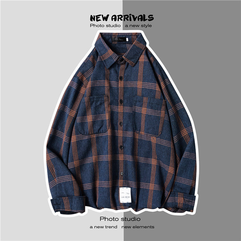 Loose Fashion Personality Men's Retro Plaid Coat
