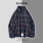 Loose Fashion Personality Men's Retro Plaid Coat