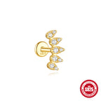 S925 Sterling Silver Geometric Kite Rhinestone-encrusted Chain Tassel Flat Head