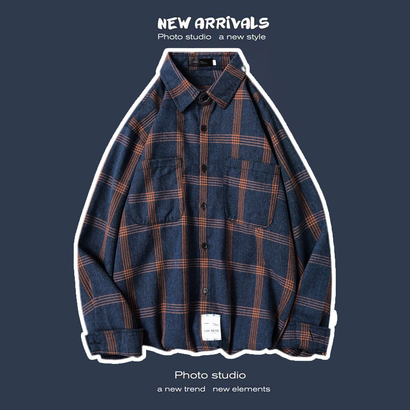 Loose Fashion Personality Men's Retro Plaid Coat