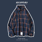 Loose Fashion Personality Men's Retro Plaid Coat