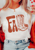 White FALL Boots Cracking Graphic T Shirt