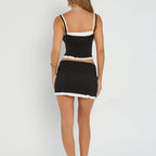 American Street Hot Girl Contrast Colors False-two-piece Basic Vest All-matching Slim Fit Sexy Sling