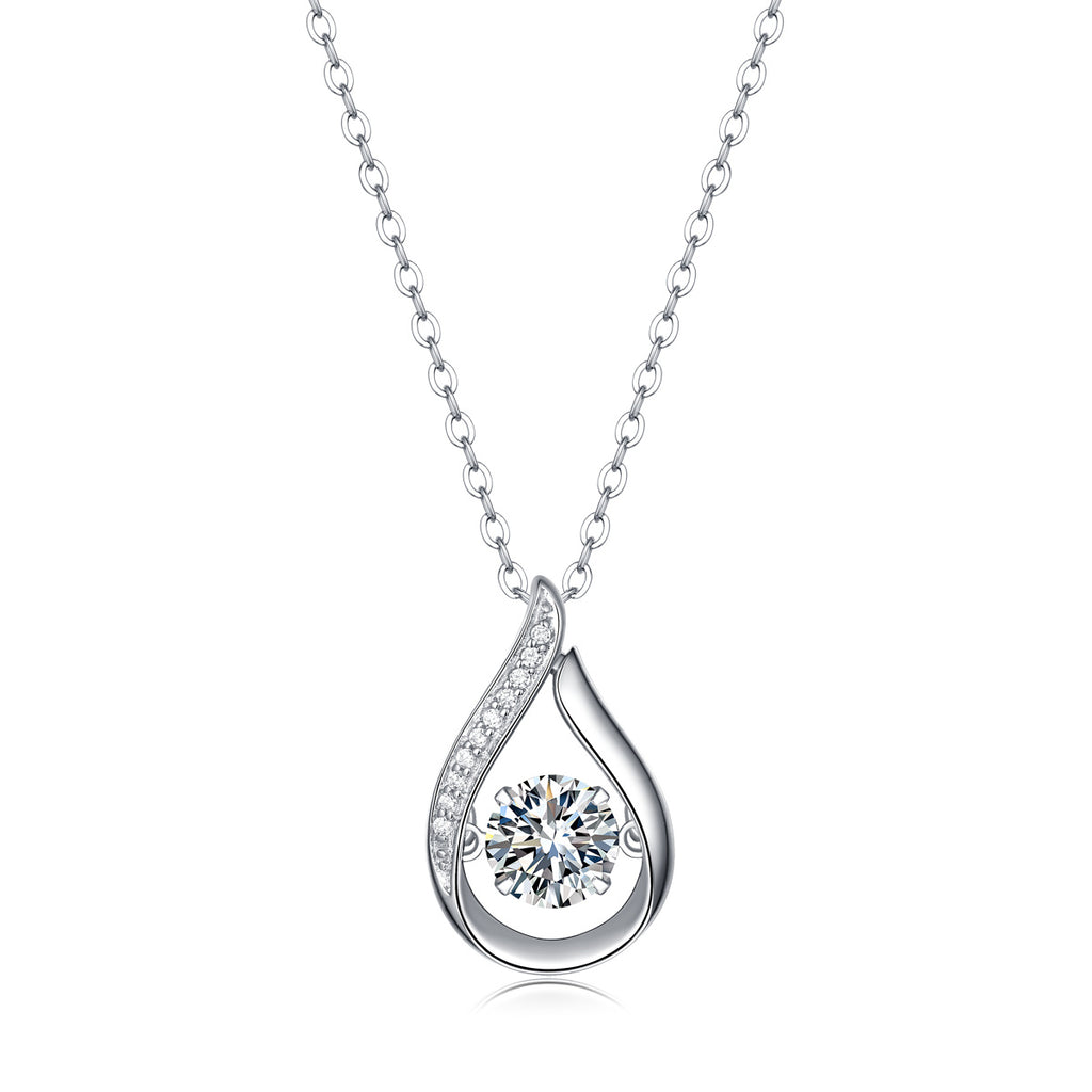 Dynamic - A Fashionable And Trendy Jewelry Necklace Pendant Set With 1-carat Moissanite S925 Sterling Silver And Platinum Plating