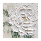 Cream Wind White Peony Flower Thick Texture Hand Drawn Oil Painting Hanging Painting