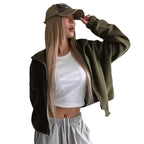 Short Autumn And Winter Stand-up Collar Thick Lamb Wool Drawstring Coat Women