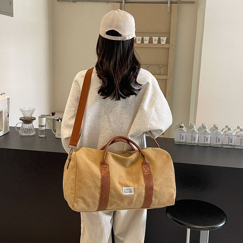 Short Distance Folding One-shoulder Canvas Portable Crossbody Travel Big Bag