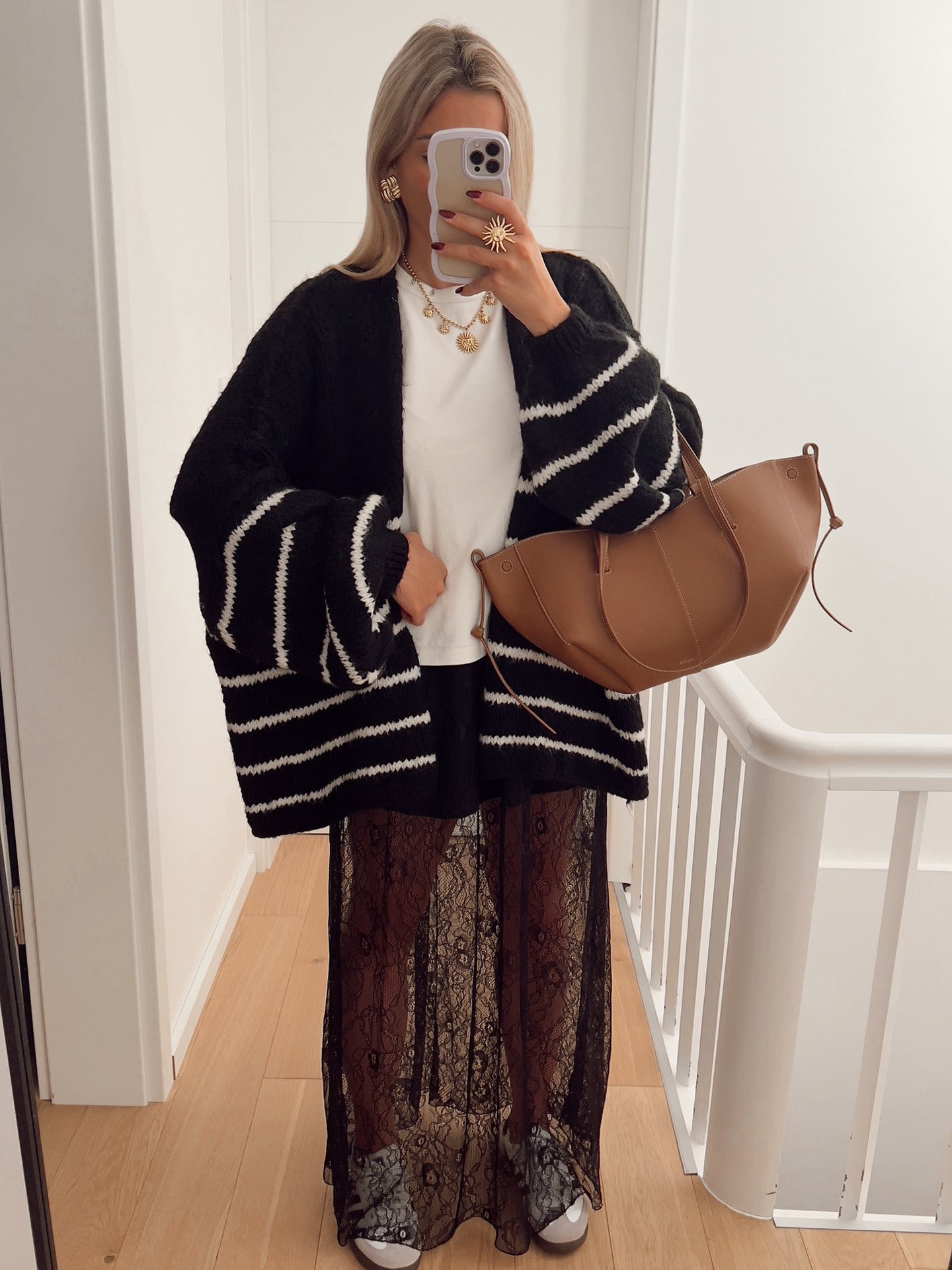 Loose Contrast Color Striped Sweater