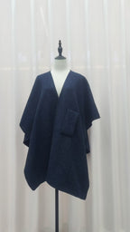 Fur Collar Fur Ball Knitted Cardigan Cape And Shawl