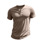 Muscle Bamboo Retro Henley Shirt Short Sleeve