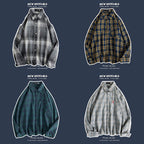 Loose Fashion Personality Men's Retro Plaid Coat